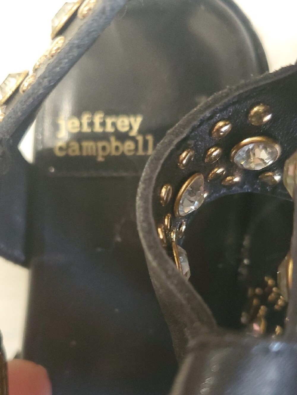 Jeffrey Campbell Nwot Black Platform Gladiator Sandals with Gold Buckles - Picture 16 of 17